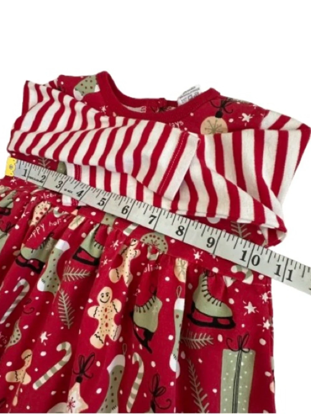 Tesa Babe Girl 18-24M Red & Striped Sleeves Jersey Cotton Blend Holiday Dress